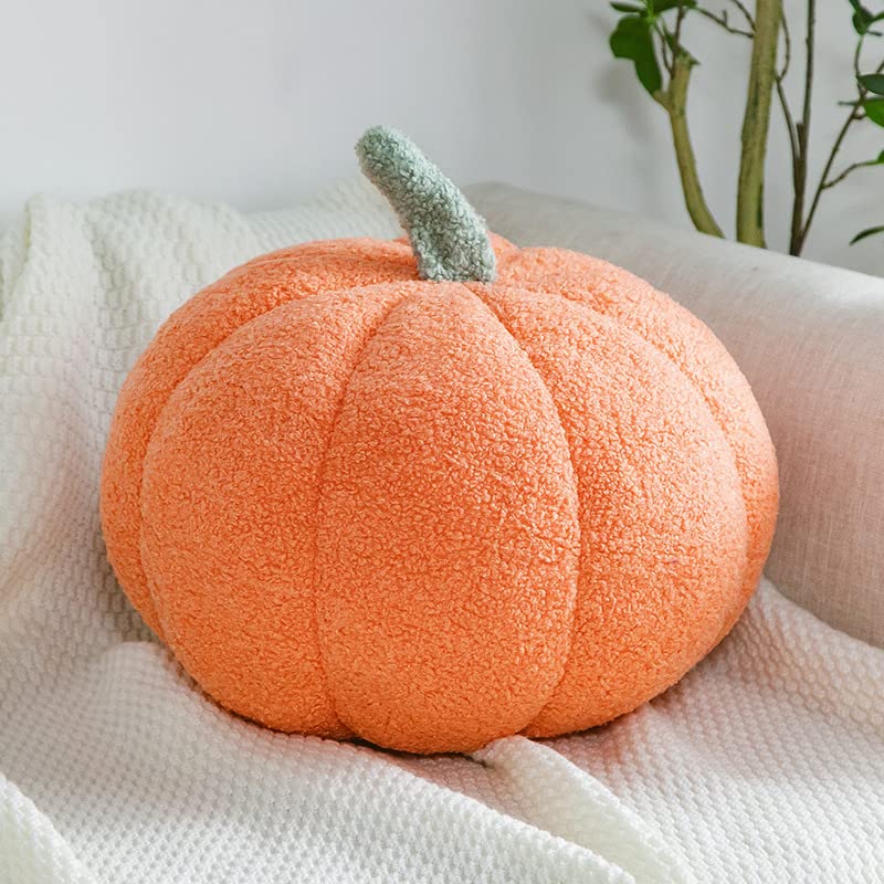 Pumpkin Plush Throw Pillow - 14 Inch Orange Cuddle Cushion for Halloween & Holiday Decor