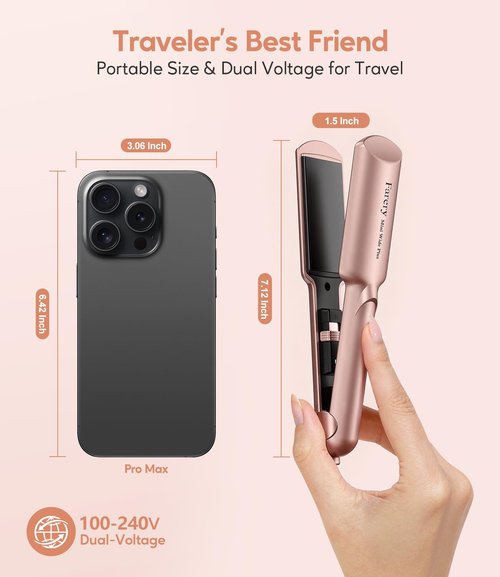 Farery Mini Flat Iron - 1.5 Inch Ceramic Hair Straightener with Argan Oil, Fast Heat & Travel Bag