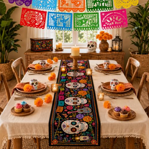 Day of the Dead Decorations Set with Marigolds Banner & Table Runner