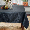 Starry Night Black Silver Metallic Woven Tablecloth - 84x60 Inch Rectangular - Cait Chapman Home Collection