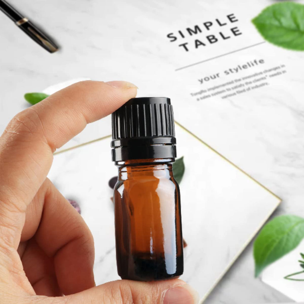 Wresty 20 Pack 5ml Amber Glass Essential Oil Bottles with Dropper, Perfect for Essential Oils, Perfume, Aromatherapy