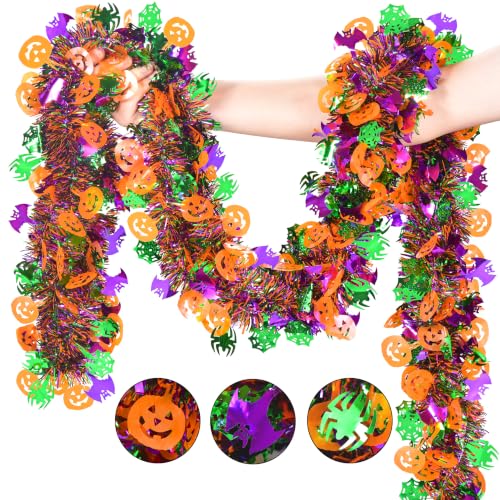 50ft Halloween Tinsel Garland with Orange Pumpkins & Bats - Indoor Outdoor Decor Variation of THIS listing