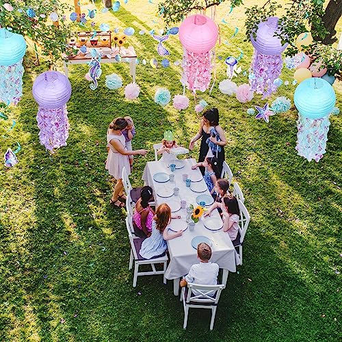 Mermaid Party Decorations Set with Jellyfish Paper Lanterns & Ocean Theme Swirls