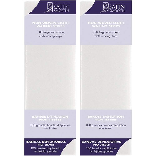 Satin Smooth Non-Woven Cloth Waxing Strips, Large, 100 Ct X 2 Packs