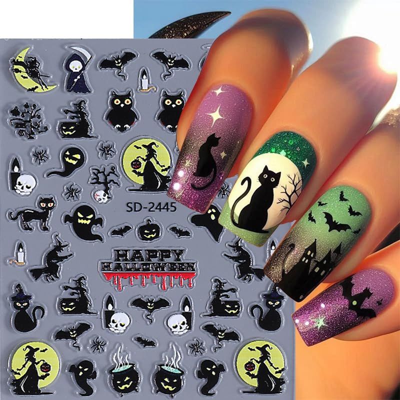 Halloween Nail Stickers Set - 6 Sheets Self-Adhesive Nail Art Decals - Halloween Sd24a