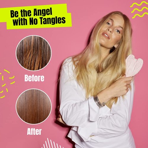 Tangle Angel Detangling Hair Brush - Anti-Static Angel Wing Design for Effortless Styling | Gloss Pink