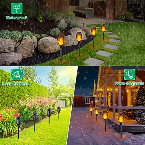 6 Pack Solar Torch Lights with Flickering Flame - Outdoor Garden Pathway Decor - Orange