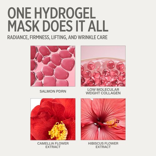 KEYTH Lucy PDRN Glow Collagen Hydrogel Mask - Enhance Skin Elasticity & Boost Vitality | 4 Pack (1.34 oz)