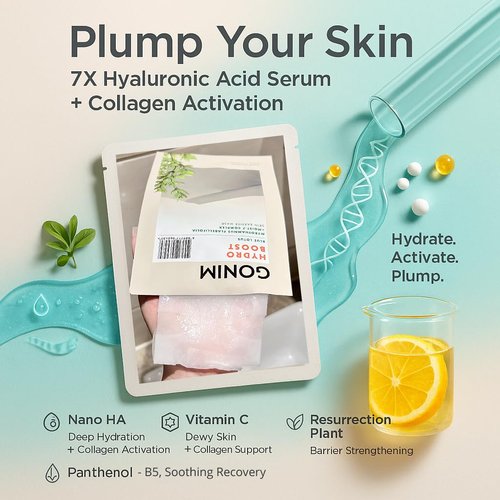 GONIM Korean Face Mask - Hydrating Sheet Masks with Hyaluronic Acid & Vitamin C | 20 Sheets