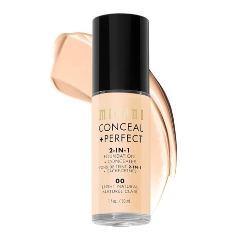 Milani Conceal + Perfect Liquid Foundation - Flawless Coverage in Light Natural, 1 Fl. Oz.