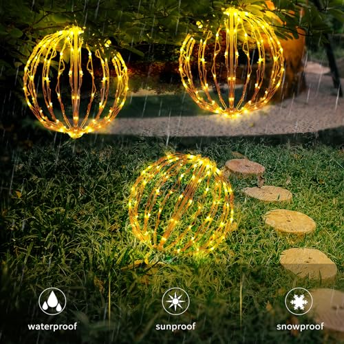 16 Inch Christmas Light Balls - Warm White, 3 Pack Outdoor Decorations
