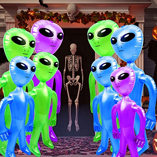 Inflatable Alien Party Decorations - Jumbo 35 and 67 Inch Sets for Halloween and Space Themes