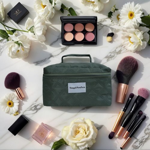 SnuggleNovaPack Water-resistant Cosmetic Bag Set,Multifunctional Travel Toiletry Organizer with 3 Pcs for Makeup, Toiletries and More (Green)