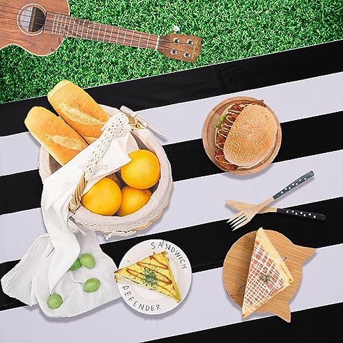 Kesfey Black Vertical Striped Tablecloth 3 Pack 54x108 Inch Picnic & Party Cover