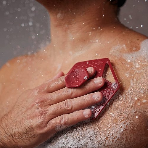 TOOLETRIES Body Scrubber - Silicone Exfoliating Scrubber - Bathroom & Shower Accessories for Men, Travel Essentials for Men - Durable & Long Lasting Body Wash Scrubber - Burgundy
