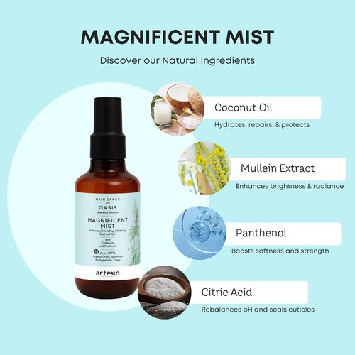 Artègo Rain Dance Oasis Mist - Leave-In Detangling & Moisturizing Hair Spray (5.1 oz) | Anti-Frizz, Shine & Softness