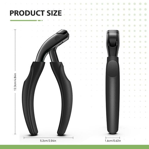 BALUCA Curved Head Toenail Clippers for Seniors for Thick Toenails, Long Handle Toe Nail Clippers with Catcher, German Stainless Steel Angled Nail Clippers with Silicone-Grip - Black