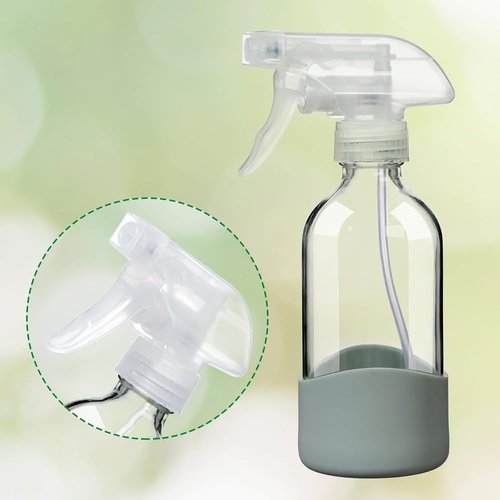 Skiennix 8oz Clear Glass Spray Bottle - Refillable, Leakproof Design for Cleaning, Hair, Plants & Oils | Eco-Friendly, Adjustable Nozzle