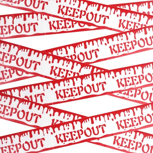 Halloween Caution Tape Keep Out Dripping Blood - 30 Ft Spooky Barrier Decor