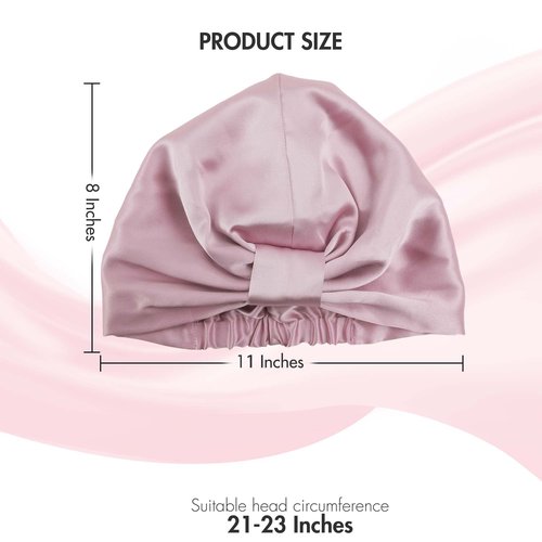 Feivea 22 Momme 100% Mulberry Silk Hair Wrap for Sleeping, Both Sides Silk Bonnet for Women Hair Care, Lotus Pink
