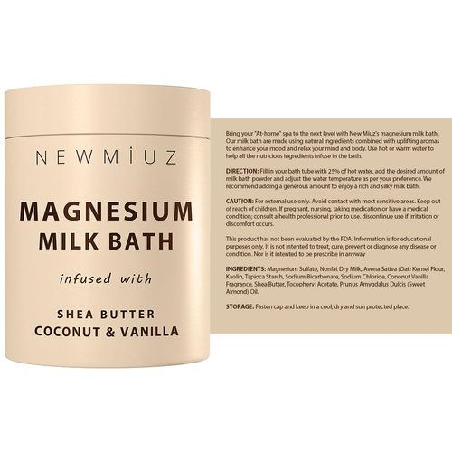 Creamy Magnesium Milk Bath Soak Powder Moisturize Soften Skin Coconut Vanilla Shea Butter Luxury Spa Bath Salt Relaxation Selfcare Gifts for Women