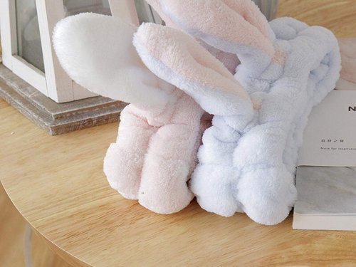 Skiennix Women’s Soft Flannel Bunny Ear Makeup Headband - 2-Pack for Comfortable Use