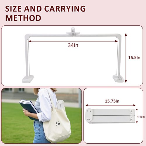 Half Moon Light for Nail Desk, 33 Inch Nail Tech Desk Lamp Stepless Adjustment Lash Lamp for Eyelash Extensions, Manicure, Tattoo Lighting Lamp (Bright White)
