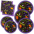 Halloween Disposable Paper Plates and Napkins Set - Spooky Party Supplies for 50 Guests