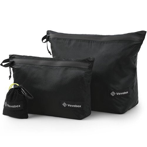 Vavabox Extremely Light Toiletry Bag for Women, Water-Resistant Zipper Pouch, Nylon Makeup Bag Travel essentials for Men Camping Gym (Black)