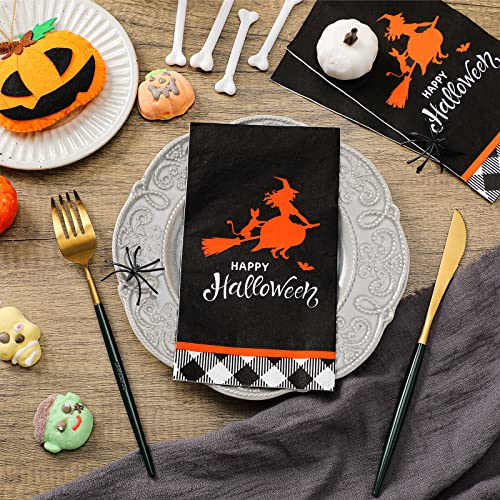 Halloween Witch Paper Napkins - 100 Disposable Cocktail & Dinner Tissues