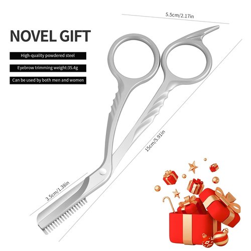 PyDESA eyebrow trimming scissors with comb, eyebrow styling and makeup tools, women's gifts