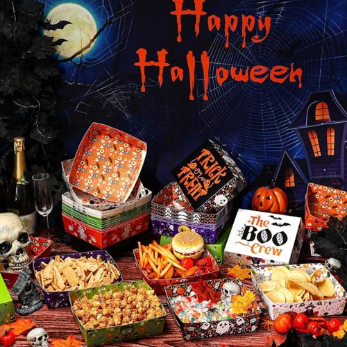 Halloween Food Snack Tray Paper Serving Bowls - Classic Style, 50 Pack