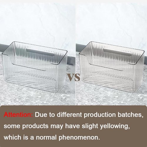 Acrylic Wall Mounted Storage Racks,2Pcs Storage Box Shower Basket, Transparent Plastic Makeup Box Stackable Storage Basket for Kitchen Bathroom Cabinet Pantry and Office, with 2 Back Stickers