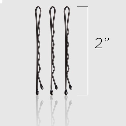 Fromm 2 Matte Black Bobby Pins - Crimped Non-Slip Hair Pins for All-Day Hold | 600-Pack for Updos & Flyaways