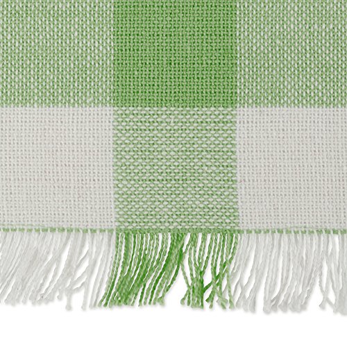 DII Fringed Check Table Runner - 14x72 Bright Green Cotton
