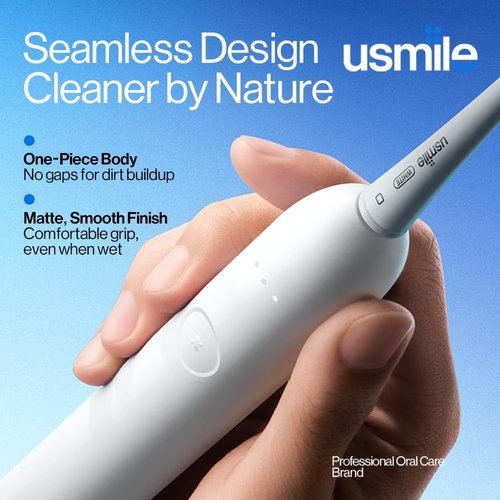 Usmile P10S Sonic Electric Toothbrush - 3 Cleaning Modes, 180-Day Battery, Sensitive Gum-Care Head, 2 Brush Heads (White)