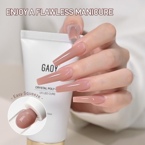 GAOY Crystal Poly Gel, 60g Nail Extension Enhancement Builder Gel, for Beginner & Professional Nail Art Salon DIY at Home, Nude 03