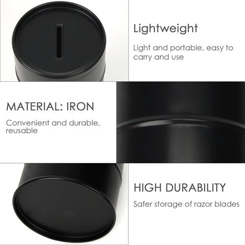 Linkidea Safety Razor Blade Removal Container Box, Metal Razor Removal Box, Safe Bank for Storing Used Blades (Black)