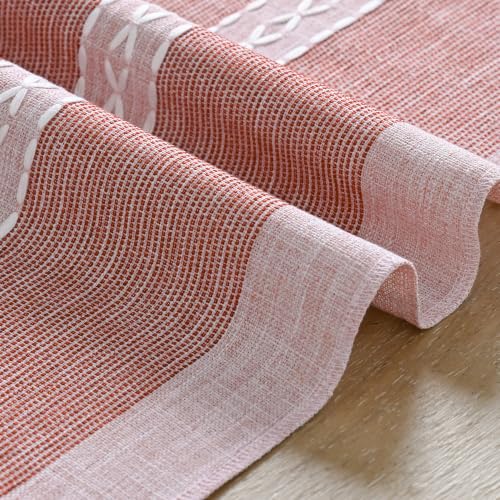 Red Braided Striped Rustic Chenille Table Runner 13x36 Inch Christmas Decor