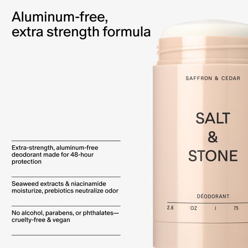 Salt & Stone Signature Scent Duo Set - 48 Hour Aluminum-Free Deodorant & Hydrating Body Mist | Saffron & Cedar