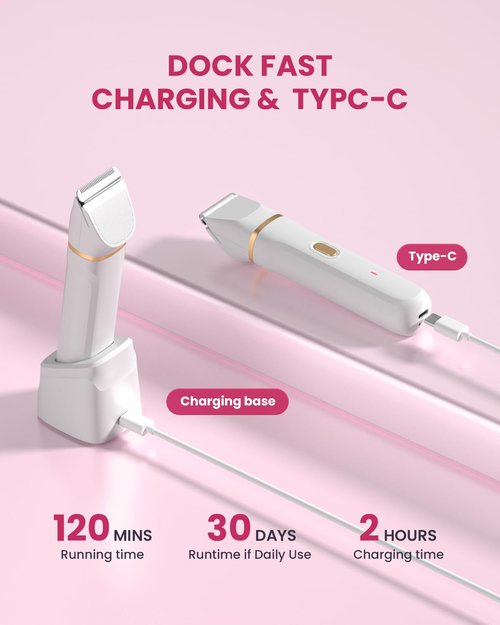 Bikini Trimmer for Women,5 in 1 Waterproof Electric Razors for Women Pubic Facial Nose Body Leg Hair Removal, Anniversary Birthday Christmas gifts for women self care, Stocking Stuffers for Teen Girls