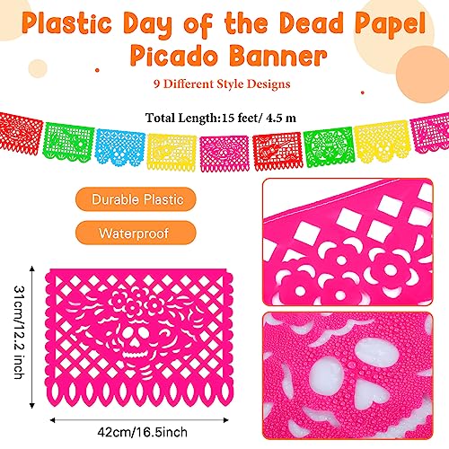 Day of the Dead Decor Set with Marigold Banners Candles and Table Runner