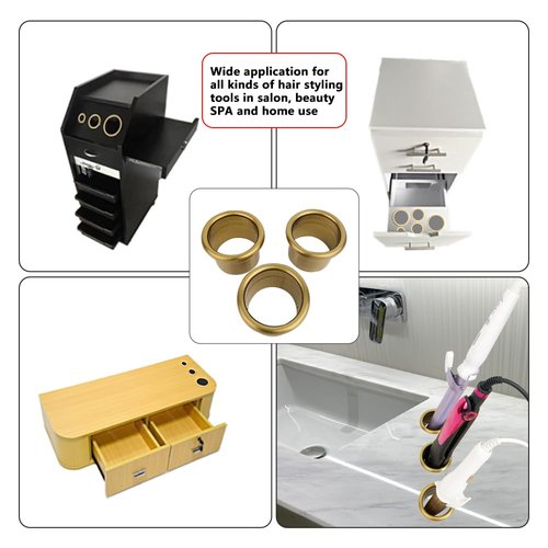 QUEESALN Salon Hair Styling Station Curling Hot Iron Appliance Tube Package Salon Station Organizer Holder Iron Tube 3pcs Package 2inch Stainless Steel Gold Color