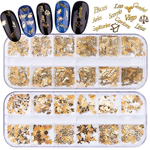Zodiac Nail Charm Set - 2 Boxes Constellation Nail Art Accessories