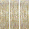 Glitter Champagne Gold Foil Fringe Backdrop Curtains - 3 Pack, Party Decorations