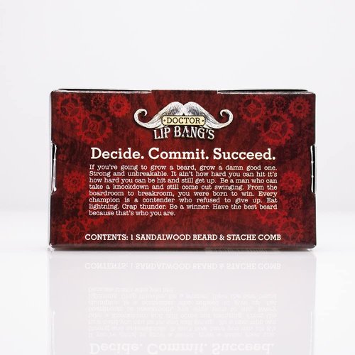 Doctor Lip Bang’s Beard and Stache Comb | Vegan | Cruelty-Free | 100% All-Natural Sandalwood | Anti-Static | Dual-Action Teeth for All Beard Types | Handmade in the United States