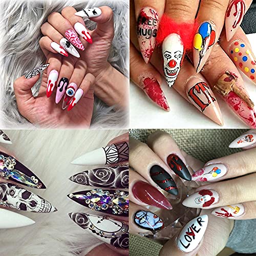 Halloween Nail Stickers Water Transfer Decals Skull Ghost Pumpkin 24 Sheets