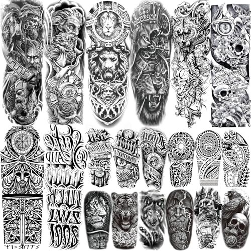 Temporary Tattoos Full Arm Sleeve Zeus God Design - Variation of SleeveZeus