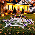 1 Pack 8 Modes Light-Up Halloween Giant Spider - 5 Ft with Purple & Orange Lights, Outdoor Yard Decor
