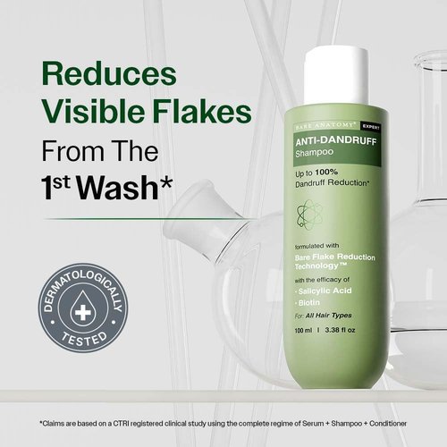 Bare Anatomy Anti-Dandruff Shampoo - Reduces Dandruff & Strengthens Hair | Derma Approved with Salicylic Acid & Biotin | 100ml